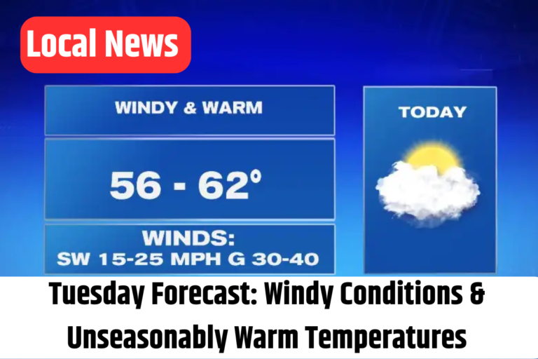 Tuesday Forecast Windy Conditions & Unseasonably Warm Temperatures